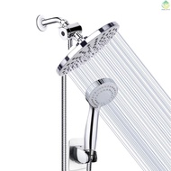 Shower Splitter Combo 8 Inch Handheld and Bracket Rainfall 3 -Setting Rain Pressure Hand Head 3 -Way High HGM Showerhead Chrome Polished Hose