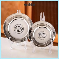 WITTE Mini Plates, 304 Stainless Steel 14/16CM Round Plates,  Reusable Shockproof Tableware Children