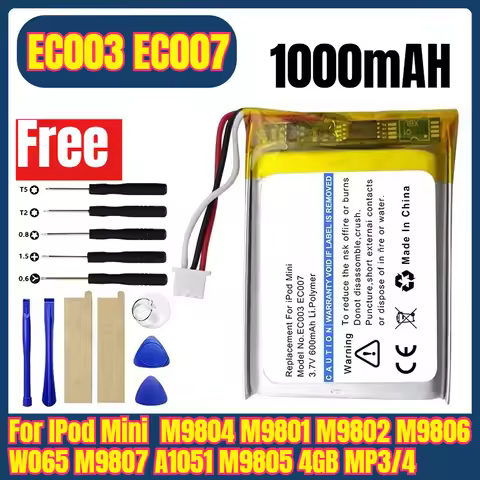 New EC003 EC007 Battery for IPod Mini M9804 M9801 M9802 M9806 W065 M9807 A1051 M9805 4GB MP3/4 1st 2