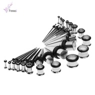 [freneci] 36 Pieces Ear Gauges Stretching Kit Plug Taper 14G-00G Expander Silver