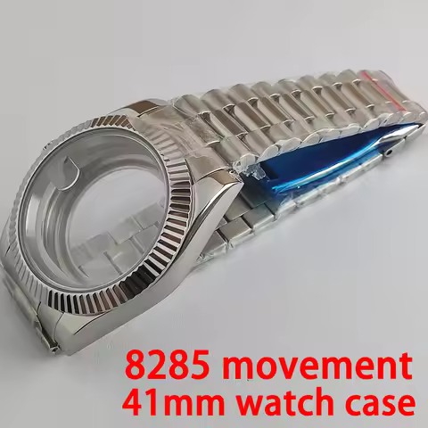 8285 Watch case 41mm case men's steel case Sapphire Crystal Glass Watch Accessories 20mm Strap For M