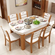 Table Marble Modern Simple small type retractable folding round table dining table solid wood dining