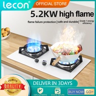 LECON Stainless steel material gas stove Gas stove burner Built in burner gas stove Double burner gas stove Liquefied gas stove Durable Silver Apply to Liquefied gas