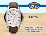 CASIO時計屋 FOSSIL手錶 FS4735 男錶 石英錶 皮錶帶 防水 礦石鏡面(黑面FS4812/FS4813)
