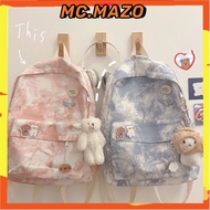 พร้อมส่งจากไทย✨ MC.MAZOกระเป๋าเป้สะพายหลัง ย้อนยุค มัดย้อม ความจุขนาดใหญ  สไตล์เกาหลี  สําหรับผู้หญิ