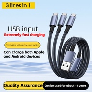 3 In 1 Fast Charging Cord Super Fast Charge Micro USB Type C Charger Cable 3A PD Fast Charging Cord