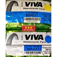 ❤️(2 BIJI TAYAR 1 SET) 70/90X17 AND 80/90X17 BRAND VIVA TUBELESS FT100❤️