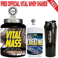 Gainer Halal: Vital Mass 2Kg with Triblus 0g Sugar + Pn Creatine + Free Vital Shaker vs On Serious M