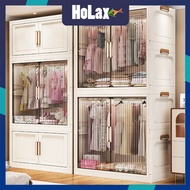 Almari Baju Plastic Wardrobe with Drawers Transparent Window Clothes Cabinet for Baby and Adult Fold