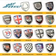 PROMOSI EMBLEM MINI COOPER BADGE STICKER EMBOSS UNION JACK TIMBUL EMBLEM MOBIL