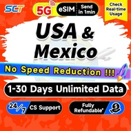 USA&Mexico eSIM 5G High Speed 3-30 Days 25GB Unlimited Data eSIM