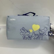 日本 THERMOS x Mickey & Minnie 淺藍色帆布 飯盒 保溫 手提袋