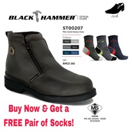 Original Black Hammer Men 4000 Series Mid cut with Double Zip Safety Shoes BH4663 [SIRIM] 4663+free 