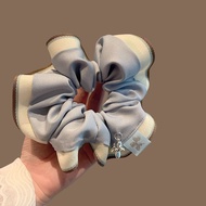 Korean Style Fresh Blue Gray Scrunchie Elegant Sweet Low Ponytail Hair Tie High-end Scrunchie