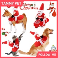 Pet Clothes Santa Claus Riding A Dog Pet Christmas Costume Small Large Dog Outfit Winter Puppy Xmas 