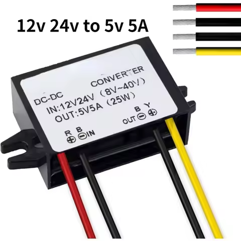DC 12v 24v to 5v 5A 25W Step Down Converter Regulator Power Adapter Reducer for Car Electronics Truc