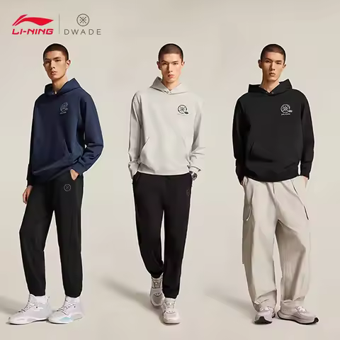 LI-NING WADE Series Men's loose Comfortable casual pullover hoodie SORONA fabric sweatshirt AWDW011