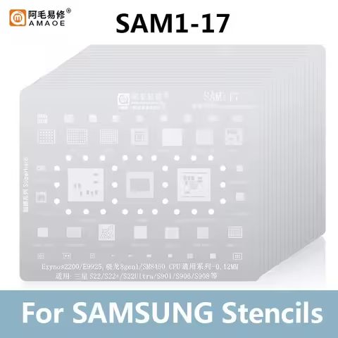AMAOE SAM 1-20 BGA Reballing Stencil Kits for SAMSUNG S8 S7 S6 S22 Ultra NOTE10 A53 A536 J5 J4 J3 Ti