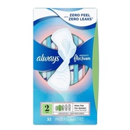 Always Infinity sanitary napkins for women, Size 2, good absorbency, Flexfoam, winged, odorless, 32 