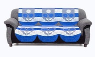 IMFAB 2 Pieces Net Fabric 3 Seater Net Sofa Cover Stripes Design Blue