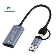 Video Capture Card USB3.0 Video Capture Card 4K -Compatible to USB Type C for Gaming Live Streaming
