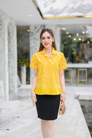 เสื้อผ้าไทยสีเหลือง ใส่ทำงาน ใส่ออกงานสวยๆค่ะ