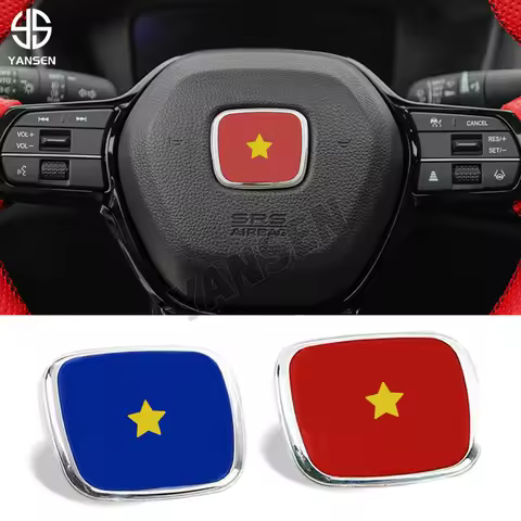 Red H Logo Emblem Badge For Honda Fit Jazz City Odyssey Jade Vezel Civic Accord CRV HRV Car Steering