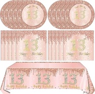41PCS 13th Birthday Decorations Rose Gold Theme 13 Year Old Girl Birthday Decorations Including Happ