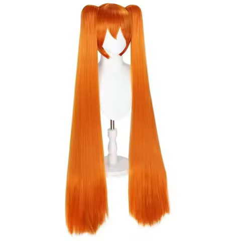 Game Yandere Simulator Osana Najimi 110cm Long Orange Pink Straight Cosplay Wig Heat Resistant Hair 