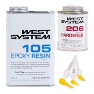 West System 105A Epoxy Resin (32 fl oz) Bundle with 206A Slow Epoxy Hardener (7 fl oz). Also Include