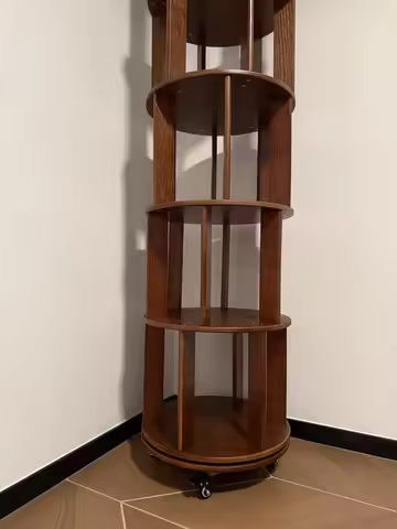European Solid Wood Rotating Bookcases 360 Degree Floor-standing Mobile Storage Rack Home Wall-side 