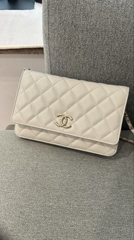Chanel WOC 漂亮耐髒浅灰色大logo