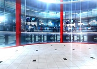 BELECO 7x5ft Fabric News Broadcast Hall Backdrop 3D News Room Studio TV Backdrop Newscaster Interior