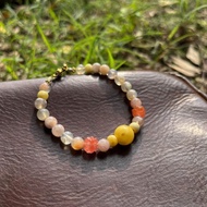 老礦蜜蠟南紅櫻花瑪瑙雕刻珠手串