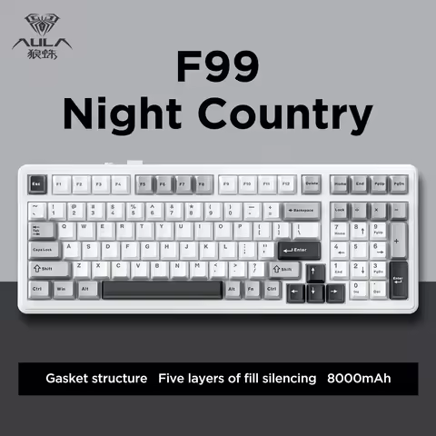 AULA F99 Gasket-mounted Gaming Keyboard 99 Keys Hot Swap Customizable Bluetooth 5.0/2.4G Wireless/Wi