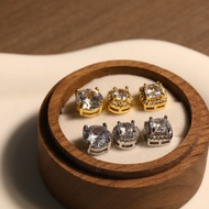 S925 Silver Princess Round Wrapped Earrings Moissanite Earrings Ladies Classy 50 Points Earrings Fas