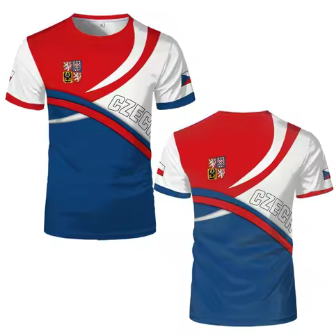 Czech Republic T-shirts Czech Republic Flag Football T Shirts Czech Republic National Emblem 3D Prin