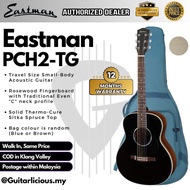 Eastman PCH2-TG Travel Size Small-Body Acoustic Guitar, Solid Thermo-Cured Sitka Spruce Top - Black 