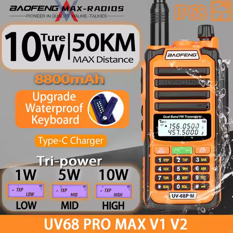 2023 Baofeng UV68 Pro Max V2 Waterproof Walkie Talkie High Power Ham CB Radio Upgrade Of UV9R UV5R P
