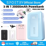 【SPOETRY】3c Powerbank 20000mAh Powerbank Fast Charging 3 in 1 Portable Power Bank With Built in Cabl