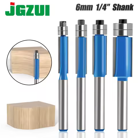 Diame 1/4′′ 5/16′′ 3/8′′1/2′′ Router Bit 6mm1/4′′ Shank Flush Trime Bit With Two Barings Router Bits
