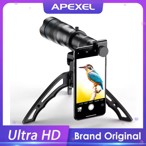 APEXEL Optional HD 36X metal telescope telephoto lens monocular mobile lens+ selfie tripod for Samsu