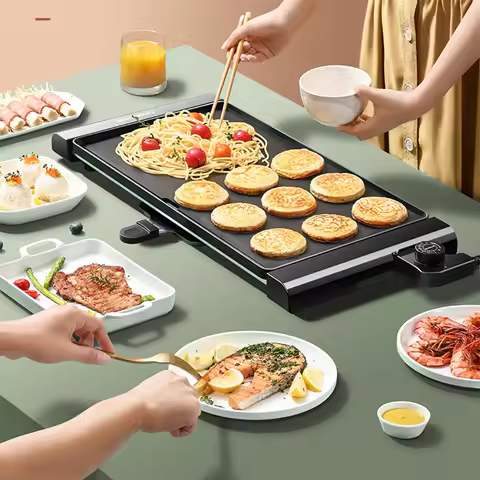 Large Electric Grill Barbecue Household Smokeless Electric Grill Pan Non-stick Grill Pan Grilled Fis