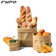 Fypo Washable Kraft Paper Bag Food Storage Bag Brown Paper Bag for Bread Fruit Vegetable Reusable Packing Wrapper Bag Kitchen Fridge Organizer Large Dupont Bag Multi-purpose House Organizing Tool