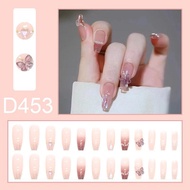 Fake nails Motif D453 24pcs + FREE LIQUID GLUE / nail art fake nails / fake nails / bridal fake nail