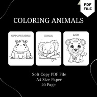 20 Page | Pdf Soft Copy Animal Colour Coloring A4 Size