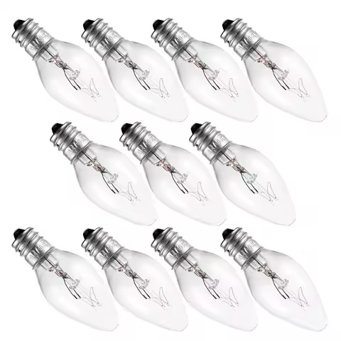 10 Pcs LED Night Light Bulbs C7 Chandelier 7W 10W E12 Base Decorative Light Bulbs Christmas Candle B