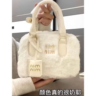 Furry Bag Women 2024 Season Plush Bag Crossbody Handbag Boston Bag Furry Shoulder Bag 1.9