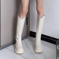 #二手 #穿一次｜厚底長款奶油白靴