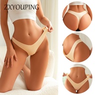 ZXYOUPING Low Waist Seamless T Back Panty for Women Sexy Tibak Plus Size Bikini Ice Silk Lingerie Un